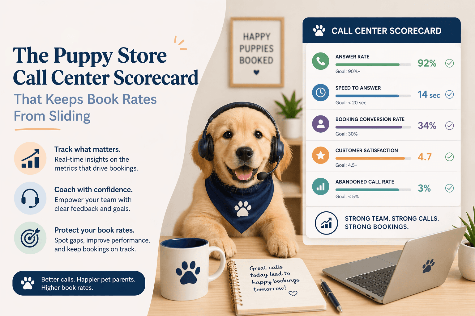 Puppy store call center scorecard artwork